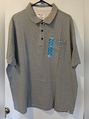 Sperry Premium Apparel Short Sleeve Gray Striped Polo Shirt Men's Size XXL NWT